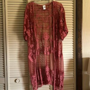 Rust colored lace cardigan/kimono